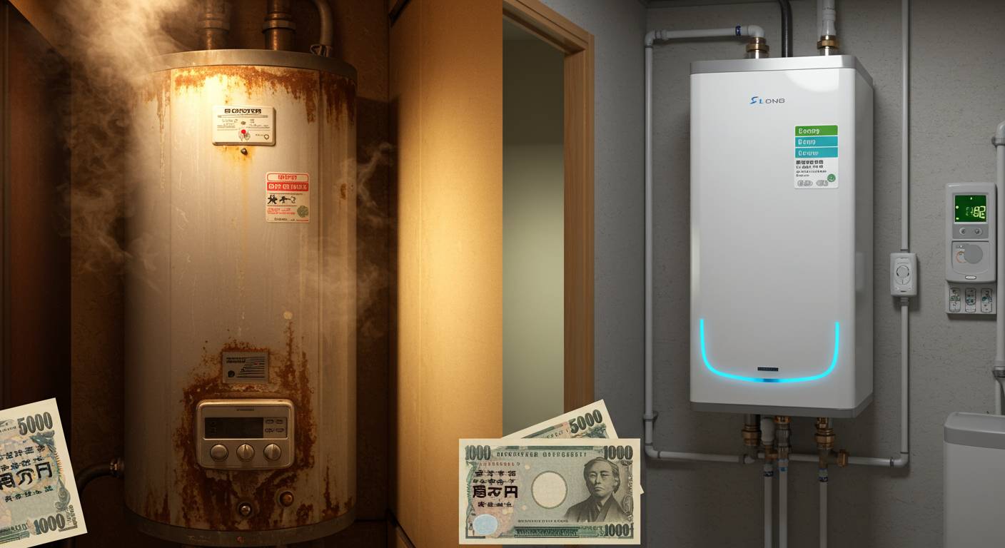 【福山市実録】給湯器交換で光熱費が半額に!?驚きのBefore&After
