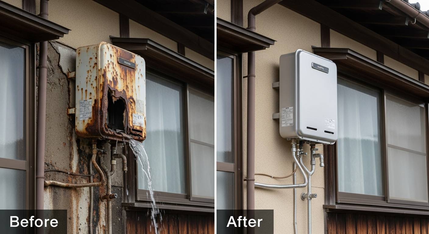 福山市で給湯器トラブル解決！驚きのBeforeAfter