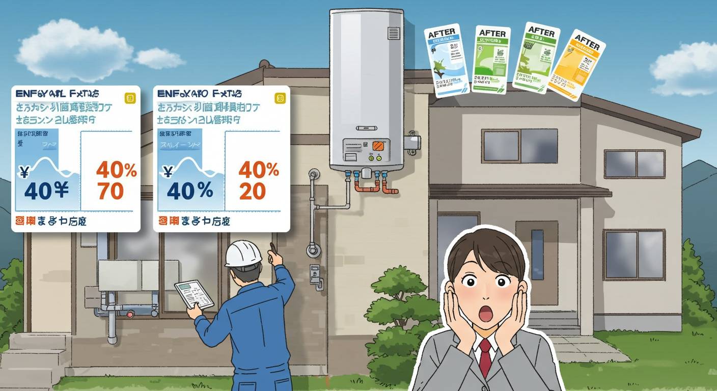 【驚愕】福山市の給湯器交換で光熱費が40%ダウン！その全記録