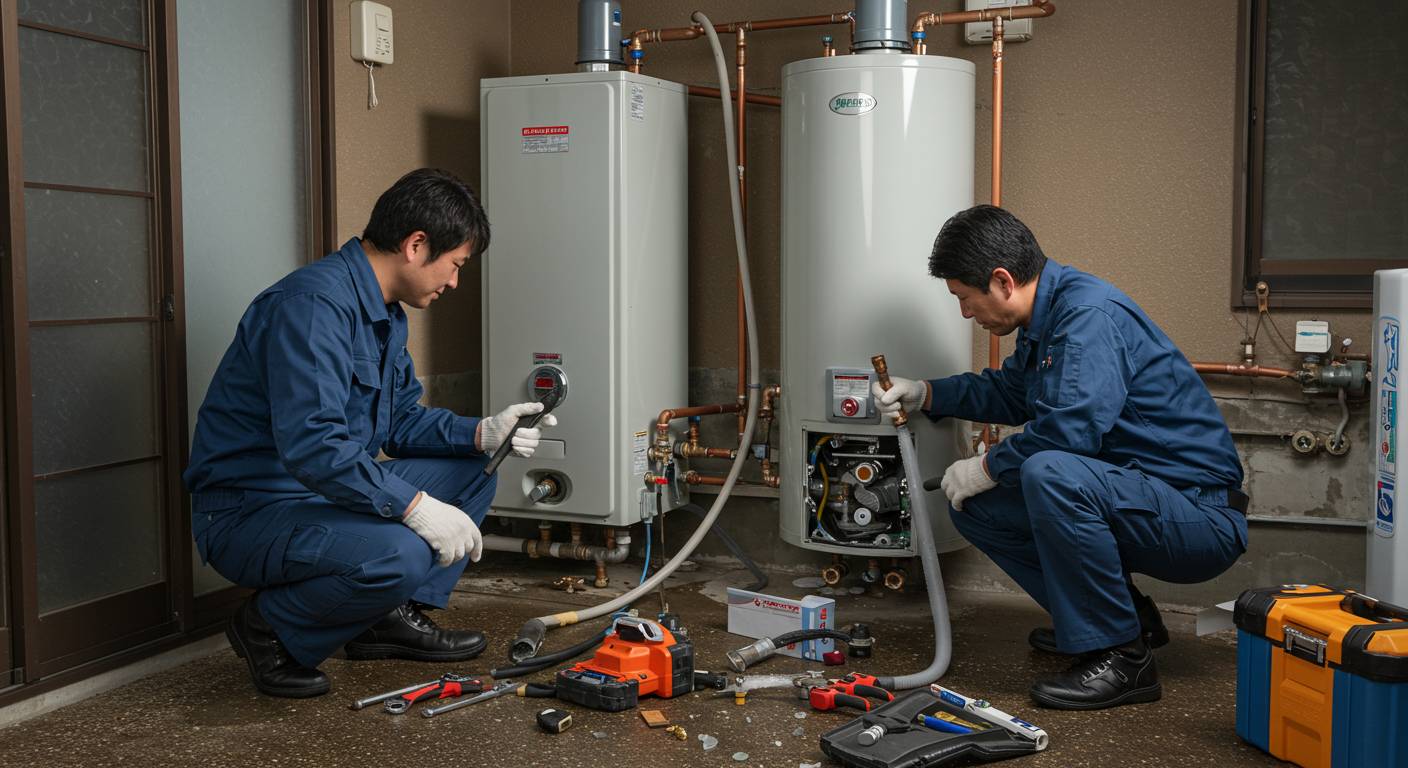 断水の危機から救われた!福山市での緊急給湯器交換レポート
