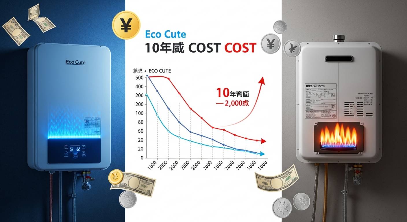 エコキュートvs従来給湯器 10年間の総コスト検証