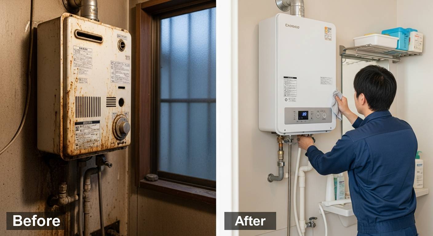福山市で実現！古い給湯器が生まれ変わる感動のBeforeAfter